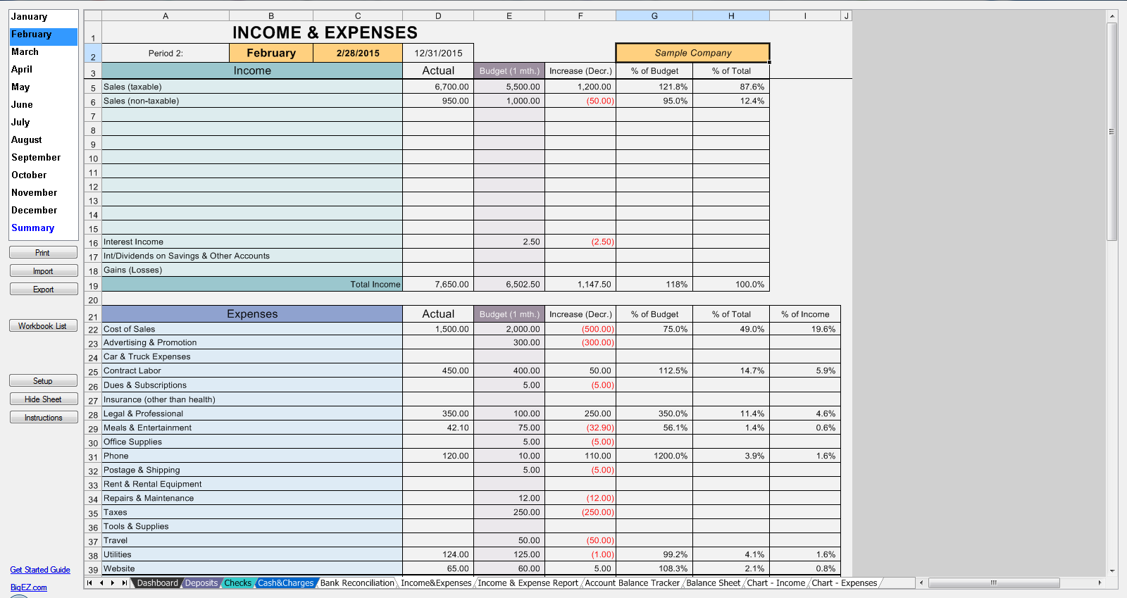 Income Expenses Report