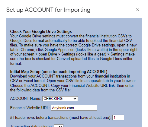 Import transactions